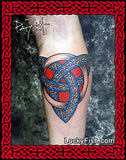 Celtic tattoo on leg by Pat Fish of LuckyFishArt Celtic triangle triquetra