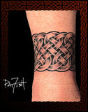 Celtic knot tattoo on a wrist by Pat Fish of LuckyFishTattoo