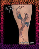 flaming phoenix line tattoo design