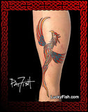 flaming phoenix color tattoo design