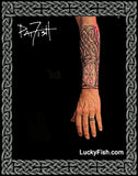 Nordic Viking tattoo design tattoo sleeve photo with Luckyfish.com branding