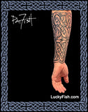 tattoo half sleeve forearm tattoo by Pat Fish with LuckyFish branding