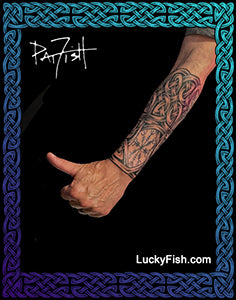 tattoo half sleeve Nordic and Celtic patterns by Pat Fish
