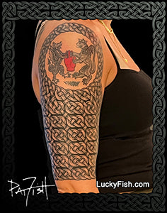 photo of chain mail sleeve arm tattoo