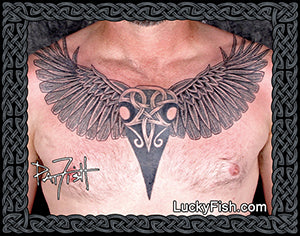 raven tattoo design on chest