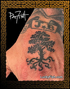 Heraldic Oak Tree of Life Tattoo Design