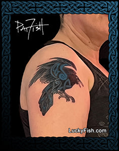 Celtic raven tattoo pattern design photo