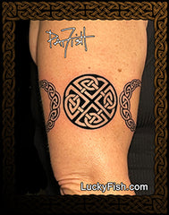 celtic triple moon tattoo design with Luckyfish.com branding