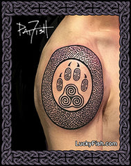 wolf paw tattoo design Pictish key pattern shoulder tattoo warrior 