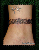Celtic knot tattoo braid band on an ankle 