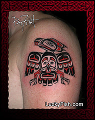 NW Coast Raven Tattoo Design by Pat Fish of LuckyFish.com