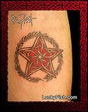 Pentacle Star tattoo design with Celtic knot pattern by Pat Fish and Brand 'Lucky Fish' 