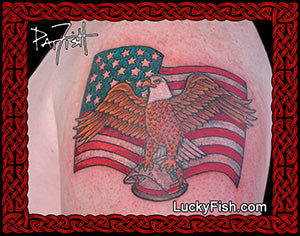 Patriotic Eagle American Tattoo Design