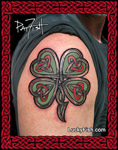 Celtic Four Leaf Clover Lucky in Love Tattoo Design
