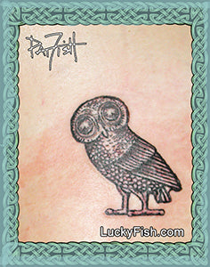 Athena's Owl Greek Tattoo Design
