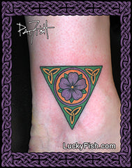 Heraldic Rose Celtic Tattoo Design anklet with LuckyFish branding