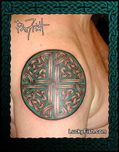 Woven Circular Brigid's Cross Tattoo Design
