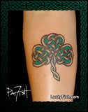 photo of celtic knotwork shamrock tattoo
