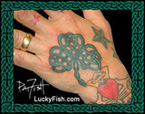 green celtic knotwork shamrock tattoo