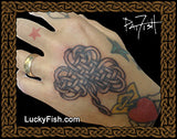celtic knotwork shamrock tattoo on hand