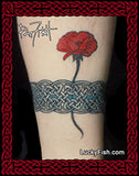 Tartan Band Celtic Tattoo Design  with poppy