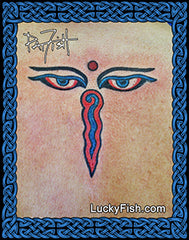 Eyes of Buddha Tibetan Tattoo Design