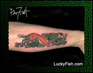 Celtic dog tattoo faithful hound illuminated manuscript art by Pat Fish