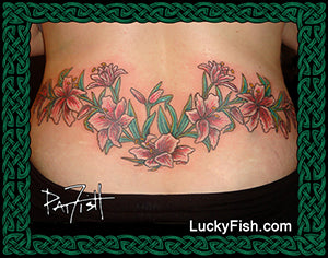Lily Belt Tattoo Design in color