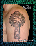 celtic cross tattoo on man's arm