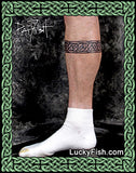Celtic knot tattoo band by Pat Fish, featuring LuckyFish branding.