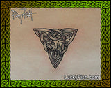 Celtic knot design on skin with Lucky Fish branding