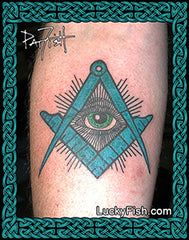 Masonic All-Seeing Eye Tattoo Design with LuckyFish branding