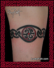 Eternal Journey Arm Band Celtic Tattoo Design with LuckyFish.com branding