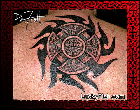 Flaming Fireman's Maltese Cross Celtic Tattoo Design