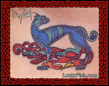 Cat Bird Tangle Celtic Tattoo Design