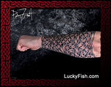 Arm Guard Tattoo with Forearm Wrap Celtic Knotwork Design