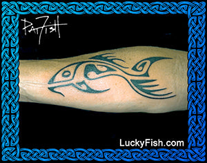 Fish Tattoo with Tropic Tribal Design