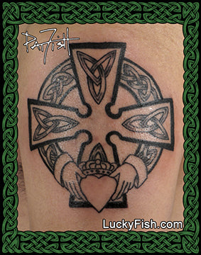 Claddagh Wheel Cross Celtic Tattoo Design