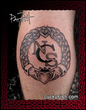 Monogram Claddagh Celtic Tattoo Design