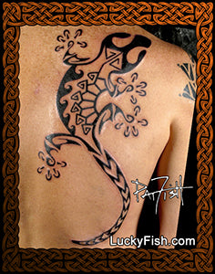 Tribal Gecko Tattoo Design
