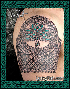 Shamrock Tattoo Sleeve with Celtic Design