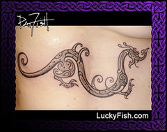 Scythian Dragon Tattoo Design by Pat Fish with Luckyfish branding