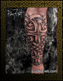Full Knotwork Leg Calf Celtic Tattoo Design