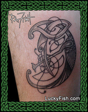 Irish 2p Coin Bird Celtic Tattoo Design