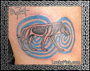Dire Wolf Tattoo with Irish Design