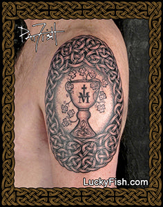 Christian Tattoo with Celtic Holy Chalice Design