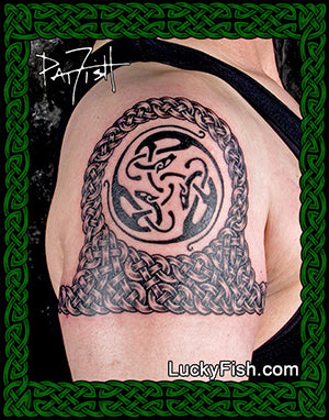 Sith Cat Tattoo with Quarter Sleeve Celtic Design