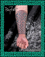 Shamrock forearm tattoo Gauntlet Celtic Tattoo Design with luckyfish branding