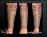 three views of celtic sleeve tattoo