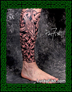 Celtic Dragon Serpent Leg Tattoo Design outer